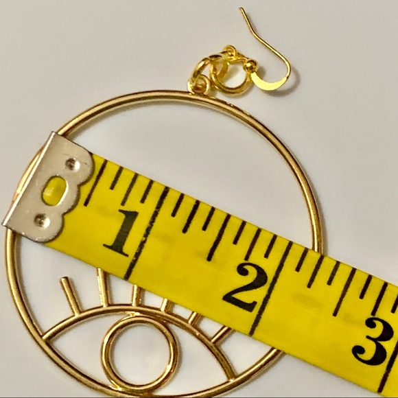 Lg Gold Plated Hoop Eye Earrings - Picture 6 of 8